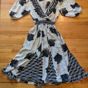 flowing black and white vintage dress